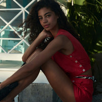 DORIS TOP -- SCARLET