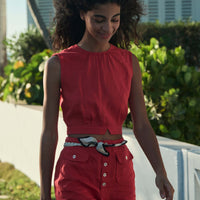 DORIS TOP -- SCARLET