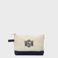 Navy Monogrammed Canvas Make-Up Bag