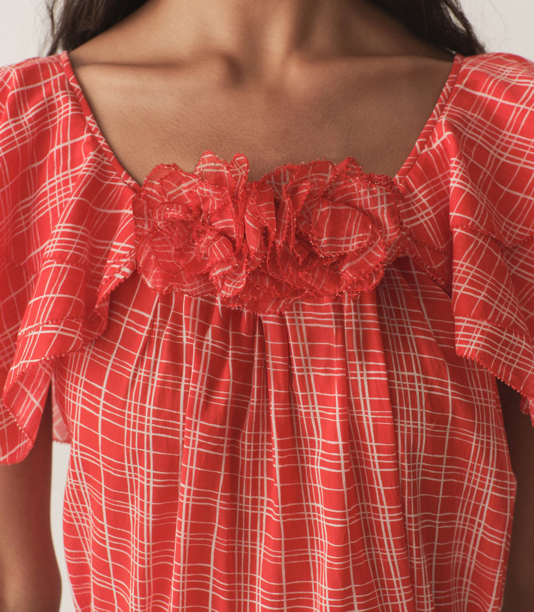 ANALICIA TOP -- SYLVIE PLAID