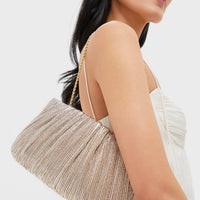 Champagne Shimmer Brit Pleated Clutch